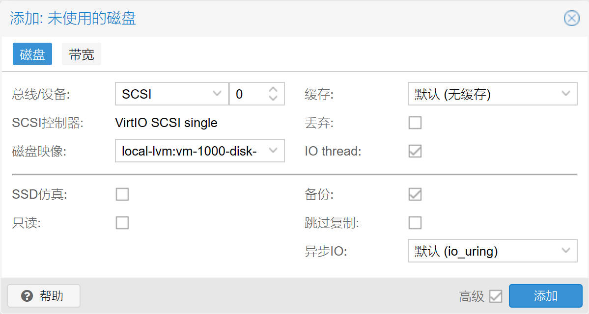 虚拟机使用该磁盘