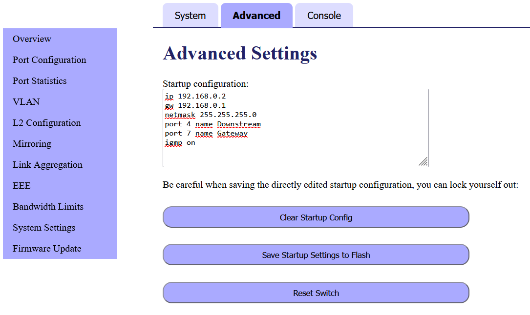 ADVANCED SETTINGS